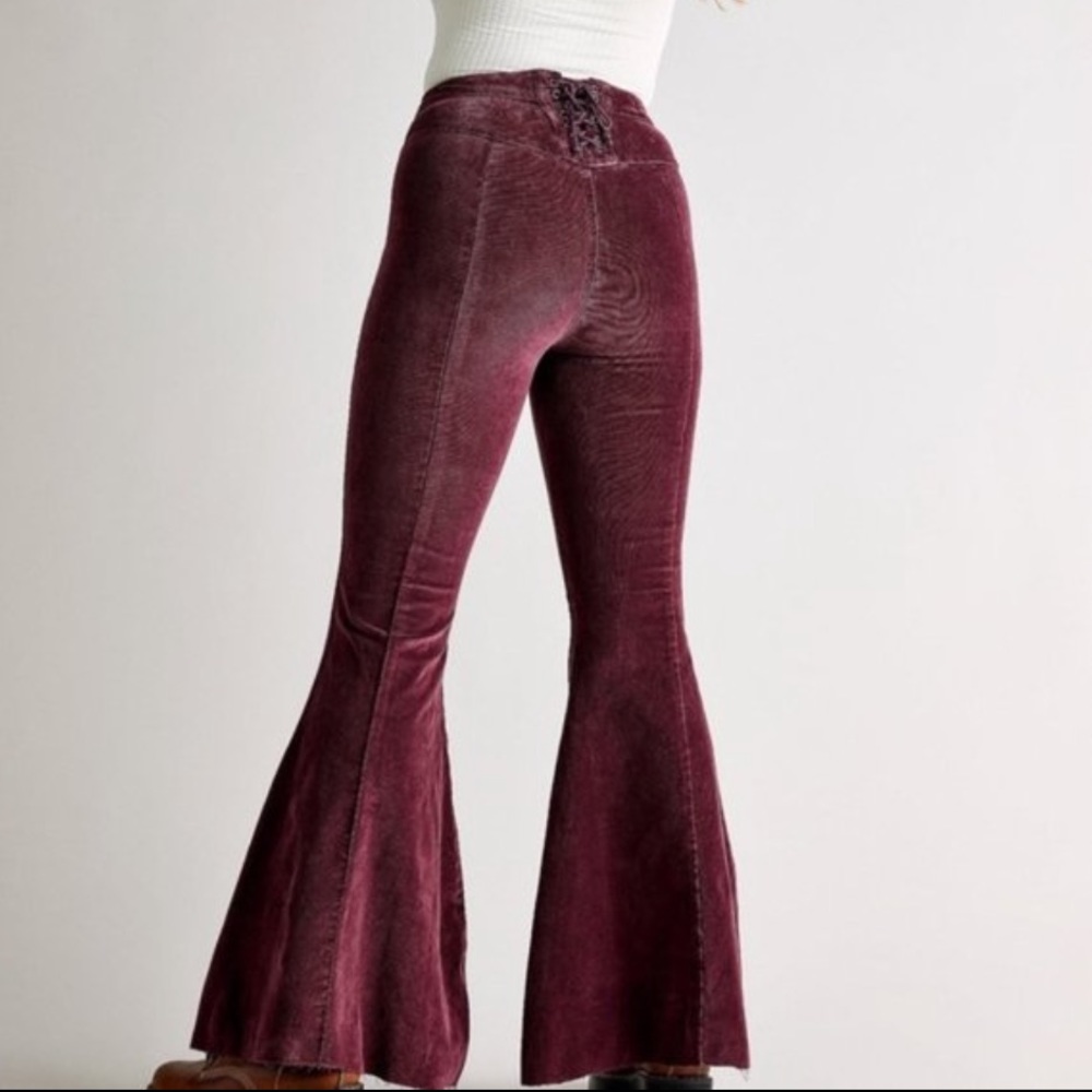 Free People CRVY Cord Lace Up Back Flare Jeans